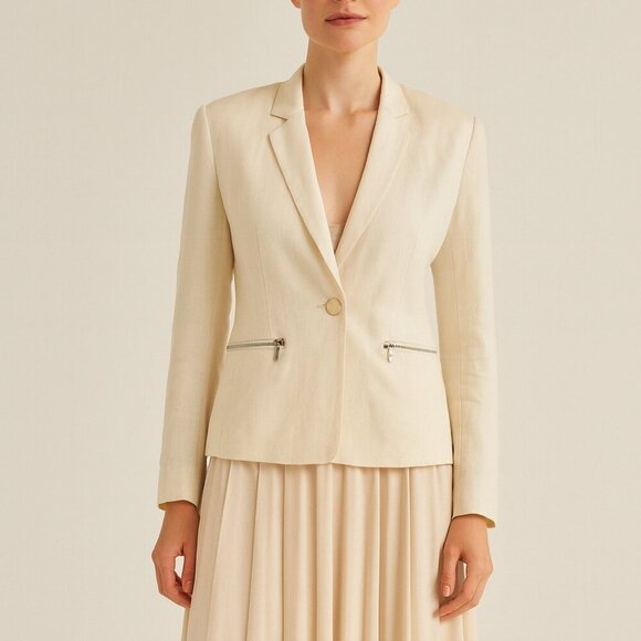 Brochu Walker White Linen Single Button Blazer Sz XS - Picture 1 of 7